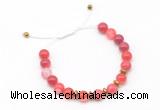 CGB9482 8mm, 10mm red banded agate & rondelle hematite adjustable bracelets