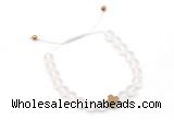 CGB9526 8mm, 10mm matte white crystal & cross hematite adjustable bracelets