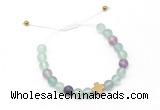 CGB9530 8mm, 10mm matte fluorite & cross hematite adjustable bracelets