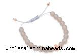 CGB9537 8mm, 10mm matte grey agate & cross hematite adjustable bracelets
