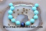 CGB9622 12mm round blue howlite & blue tiger eye adjustable bracelets