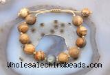 CGB9707 12mm round picture jasper & labradorite adjustable bracelets
