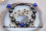 CGB9808 12mm round black labradorite & candy jade adjustable bracelets