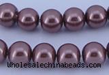 CGL125 5PCS 16 inches 10mm round dyed glass pearl beads wholesale