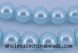 CGL345 5PCS 16 inches 10mm round dyed glass pearl beads wholesale