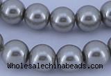 CGL378 5PCS 16 inches 16mm round dyed glass pearl beads wholesale