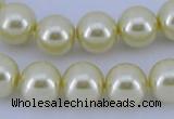 CGL86 5PCS 16 inches 12mm round dyed glass pearl beads wholesale