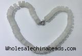 CGN170 20 inches 7*12mm - 9*12mm tyre matte white crystal necklaces