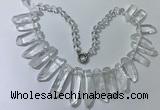 CGN185 23 inches 8*20mm - 11*60mm white crystal stick necklaces