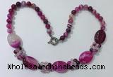 CGN274 18.5 inches 8mm round & 18*25mm oval agate beaded necklaces
