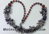 CGN310 27.5 inches chinese crystal & mixed gemstone beaded necklaces