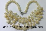 CGN561 19.5 inches stylish 4mm - 12mm yellow jade beaded necklaces