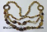 CGN596 23.5 inches striped agate gemstone beaded necklaces