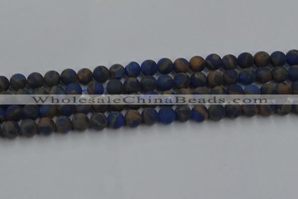 CGO262 15.5 inches 8mm round matte gold multi-color stone beads