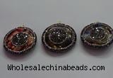 CGP1575 35mm coin sea sediment jasper pendants wholesale