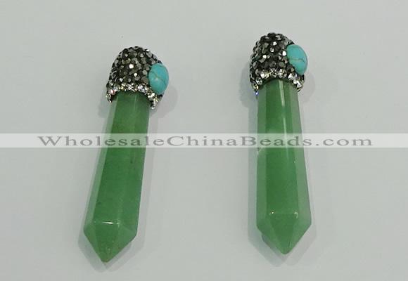 CGP188 10*55mm sticks green aventurine pendants wholesale