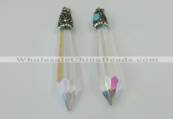 CGP260 16*80mm sticks crystal glass pendants wholesale
