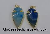 CGP3005 22*45mm arrowhead agate gemstone pendants wholesale