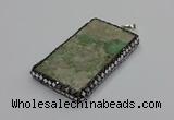CGP3020 30*60mm - 40*60mm rectangle green apple jasper pendants