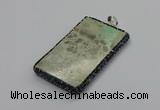 CGP3022 30*60mm - 40*60mm rectangle green apple jasper pendants