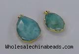 CGP3341 25*35mm - 30*40mm faceted freeform blue sponge quartz pendants