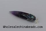 CGP3367 15*50mm - 16*65mm sticks amethyst gemstone pendants