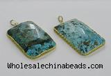 CGP3470 34*45mm - 35*55mm faceted rectangle ocean agate pendants