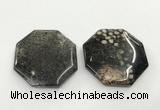 CGP3551 50mm - 53mm octagonal chrysanthemum agate slab pendants