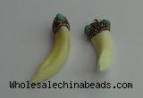CGP387 10*55mm - 15*60mm horn wolf tooth & turquoise pendants