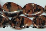 CGS214 15.5 inches 18*25mm flat teardrop blue & brown goldstone beads