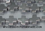 CHE1007 15.5 inches 10*10mm cross plated hematite beads wholesale
