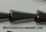 CHE176 15.5 inches 10*20mm faceted cone hematite beads wholesale
