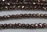 CHE701 15.5 inches 3mm faceted round plated hematite beads