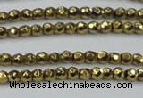 CHE702 15.5 inches 3mm faceted round plated hematite beads