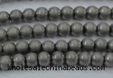 CHE721 15.5 inches 4mm round matte plated hematite beads wholesale