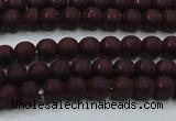 CHE724 15.5 inches 4mm round matte plated hematite beads wholesale