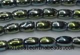 CHE814 15.5 inches 5*8mm rice plated hematite beads wholesale