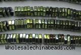 CHE836 15.5 inches 1*3mm hexagon plated hematite beads wholesale