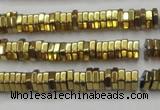 CHE843 15.5 inches 1*4mm hexagon plated hematite beads wholesale