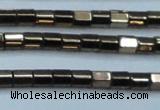 CHE897 15.5 inches 3*3mm faceted tube plated hematite beads wholesale