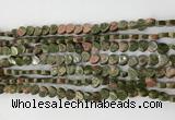 CHG100 15.5 inches 6mm flat heart unakite gemstone beads wholesale