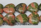 CHG60 15.5 inches 16*16mm heart unakite gemstone beads wholesale