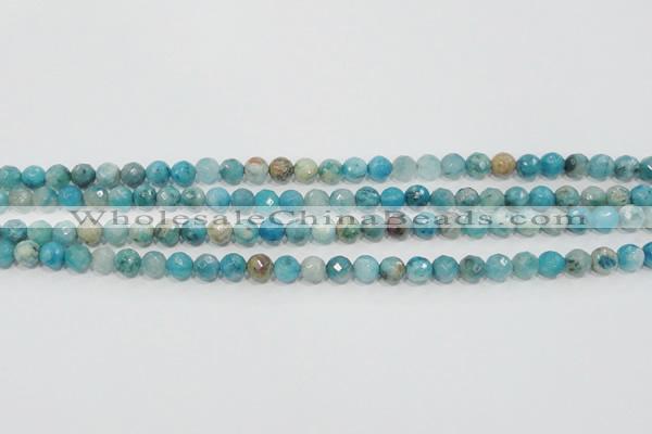CHM211 15.5 inches 6mm faceted round blue hemimorphite beads