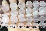 CIBS46 15 inches 15mm faceted coin rose quartz beads wholesale