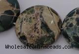 CIJ48 15.5 inches 30mm flat round impression jasper beads wholesale
