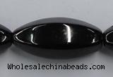 CJB39 16 inches 18*40mm faceted rice natural jet gemstone beads