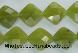 CKA117 15.5 inches 14*14mm faceted diamond Korean jade beads