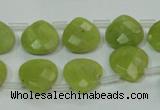 CKA119 Top-drilled 13*13mm faceted flat teardrop Korean jade beads