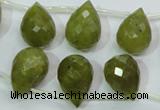CKA121 Top-drilled 12*17mm faceted teardrop Korean jade beads