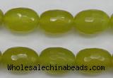 CKA227 15.5 inches 12*16mm faceted rice Korean jade gemstone beads